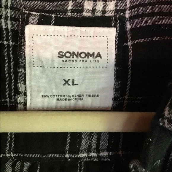 Sonoma size XL  Black and White Checkered long sleeve pullover Shirt - Picture 3 of 11